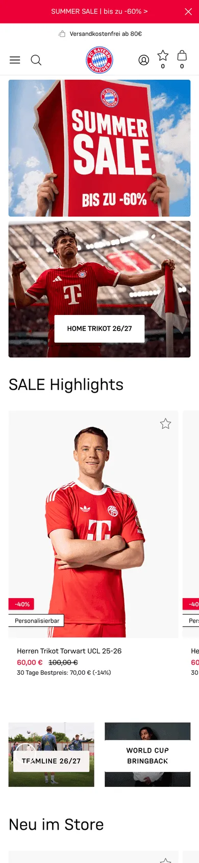 FC Bayern München Store — mobile
